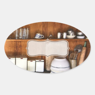 Custom Vintage Store / Bake Shop Oval Stickers