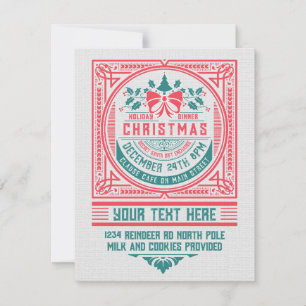 Custom Vintage Style Christmas Card Invitation