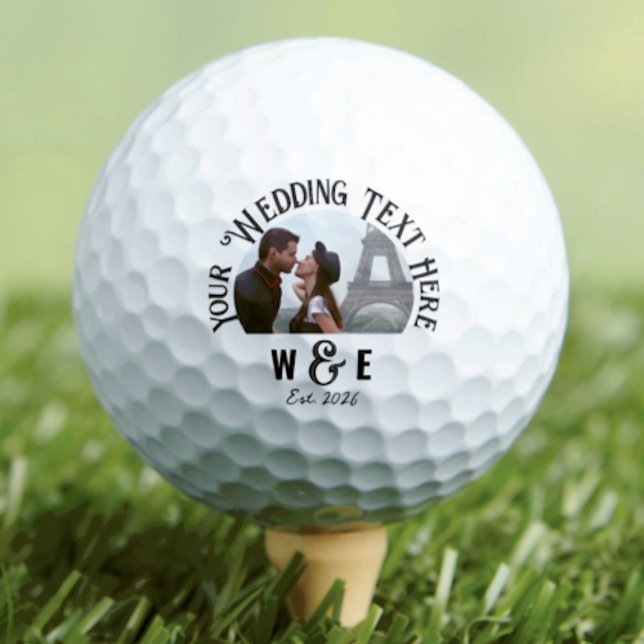 Custom Vintage Text Golf Ball Wedding Favours (Custom Monogram Photo Vintage Text Golf Ball Wedding Favors)