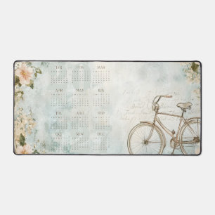 Custom Vintage Whimsical Bicycle Calendar 2027 Desk Mat