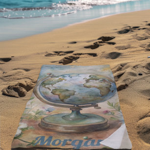 Custom Vintage World Travel Art Beach Towel