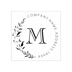 Custom Vintage Wreath Monogram Rubber Stamp