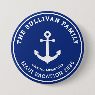 Custom Vintage Yacht Club Anchor Family Badge