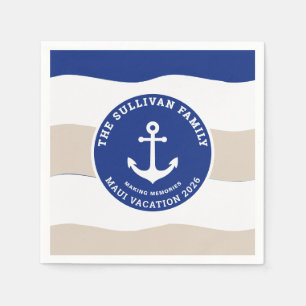 Custom Vintage Yacht Club Anchor Family Badge Napkin