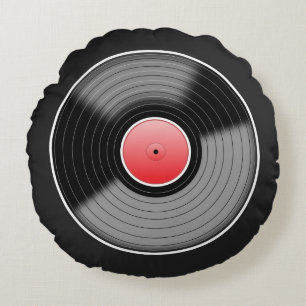 Custom "Vinyl Junkie" Round Throw Pillow