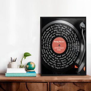 Custom Vinyl Lyrics Print, Personalised Music Poster