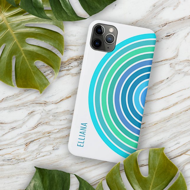 Custom Violet Blue Turquoise Green White Stripes Case-Mate iPhone Case (Creator Uploaded)