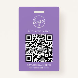 Custom Violet Purple Logo QR Code Employee ID ID Badge