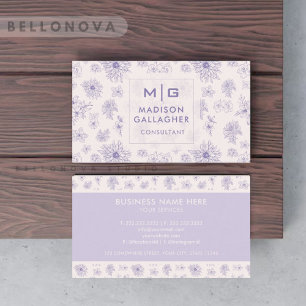 Custom Violet Purple Soft Pink Floral Professional Business Card