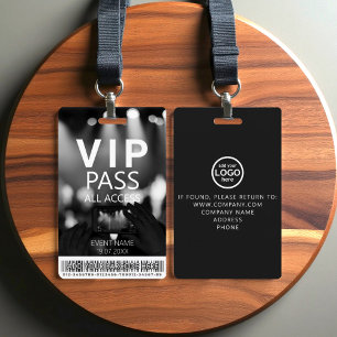 Custom VIP All Access Barcode Black & White Bokeh ID Badge