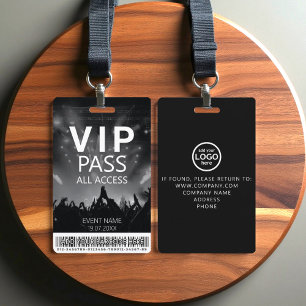 Custom VIP All Access Barcode Black & White ID Badge