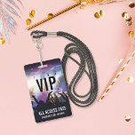 Custom VIP All Access Bat Mitzvah ID Badge<br><div class="desc">Create an atmosphere of Hollywood glam at your bat mitzvah party with these personalised VIP passes. Customisable badge features a background of concertgoers and lights in black and purple with white text overlays. Personalise with the guest of honour's name beneath and the event date on the back. Badges can also...</div>