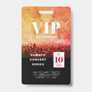 Custom VIP All Access Concert Badge ID Badge