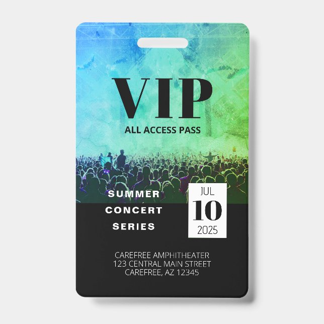 Custom VIP All Access Concert Badge ID Badge (Front)