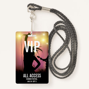 Custom VIP All-Access Concert Event Pass Female ID Badge