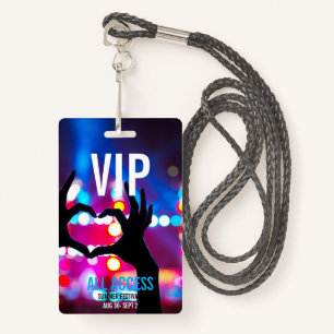 Custom VIP All-Access Concert Event Pass Heart ID Badge