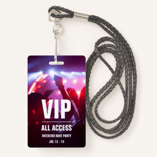 Custom VIP All Access Concert Pass Badge ID Badge