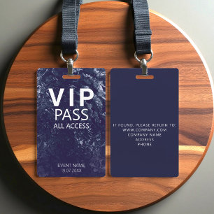 Custom VIP All Access Event Blue Marble ID Badge