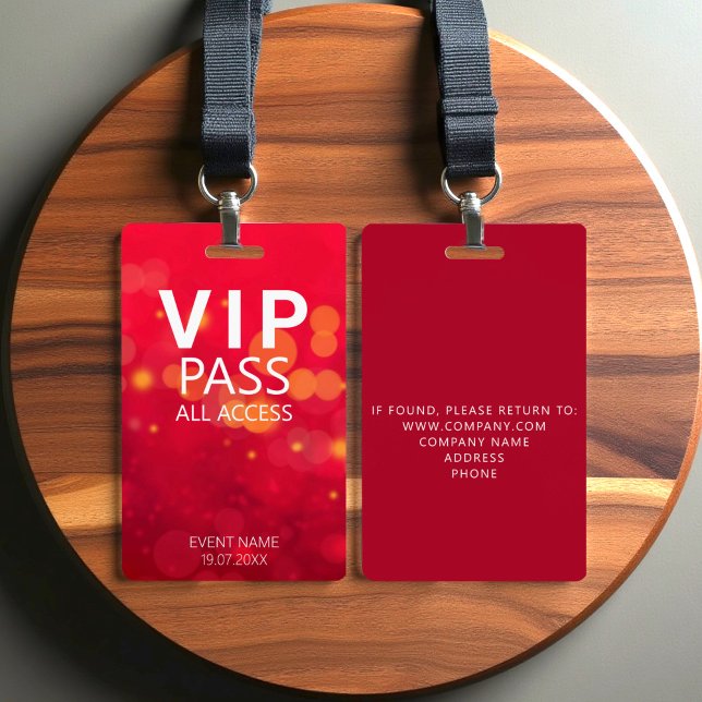 Custom VIP All Access Event Bokeh Orbs Red ID Badge (Creator Uploaded)