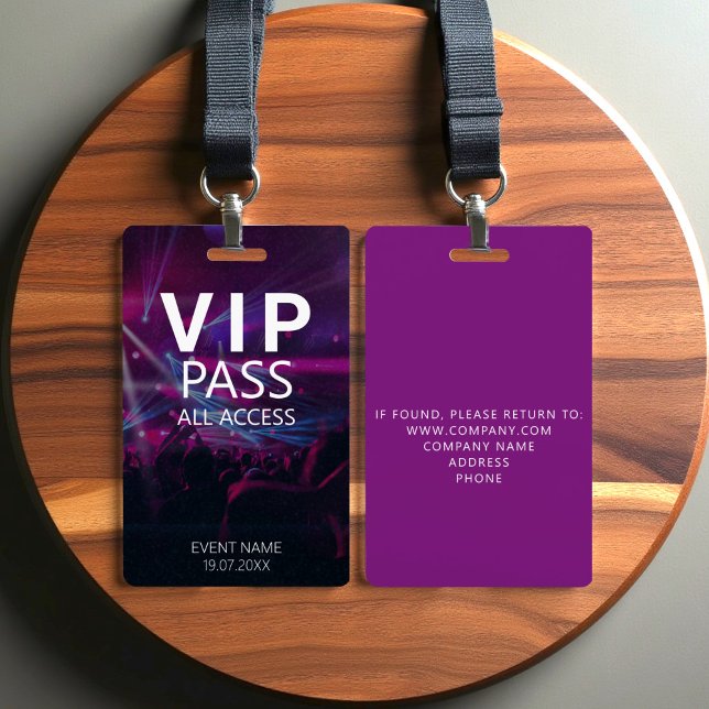 Custom VIP All Access Event Concert Purple  ID Badge (Creator Uploaded)
