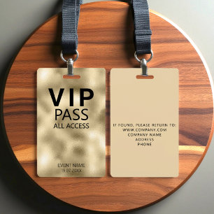 Custom VIP All Access Event Gold Badge ID Badge
