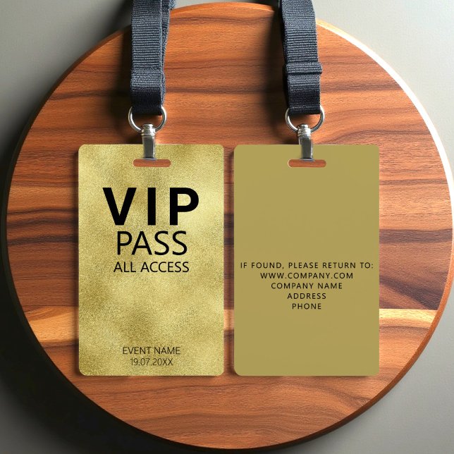 Custom VIP All Access Event Gold Foil Badge ID Badge (Creator Uploaded)