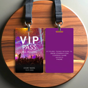 Custom VIP All Access Event  Purple Badge ID Badge