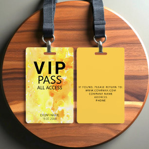 Custom VIP All Access Event Yellow Badge ID Badge