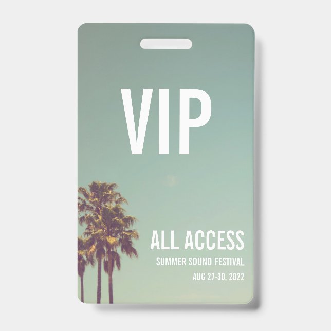 Custom VIP All Access Festival Pass Concert Badge ID Badge (Front)