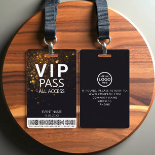 Custom VIP All Access Glitter Badge with Barcode ID Badge
