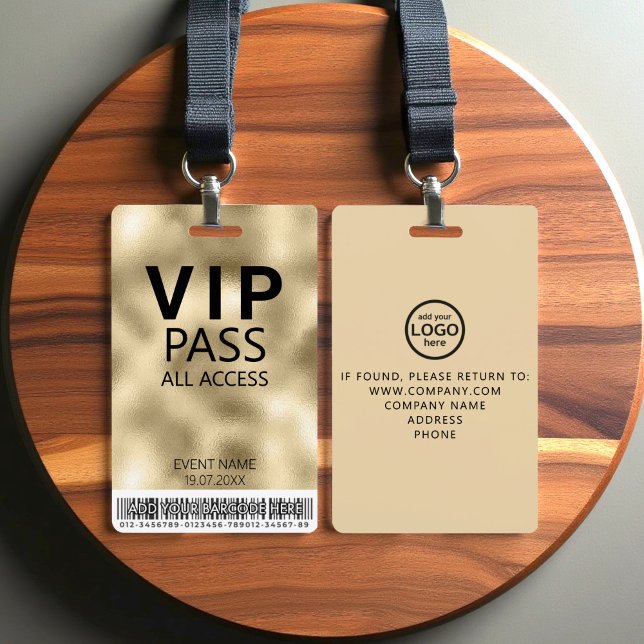 Custom VIP All Access Gold Foil Badge | Barcode ID Badge (Creator Uploaded)
