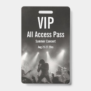 Custom VIP All Access Pass Concert Badge ID Badge