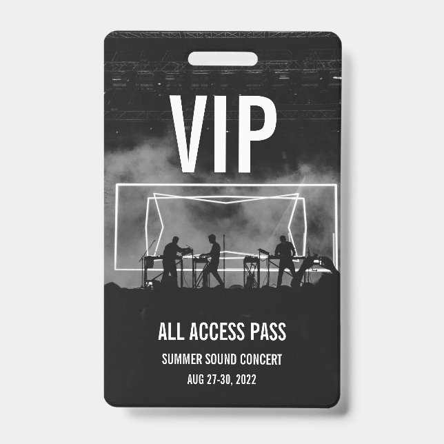 Custom VIP All Access Pass Concert Badge ID Badge (Front)
