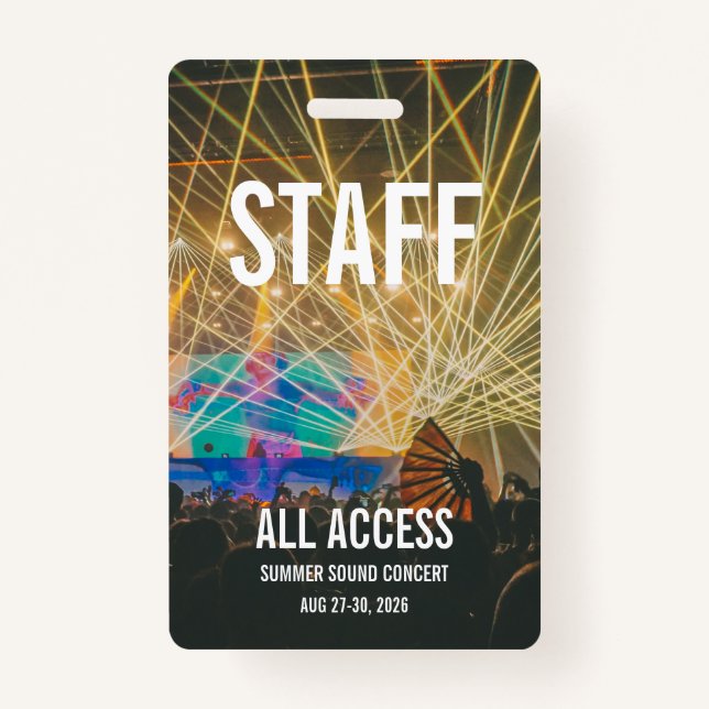 Custom VIP All Access Pass Concert Badge ID Badge (Front)