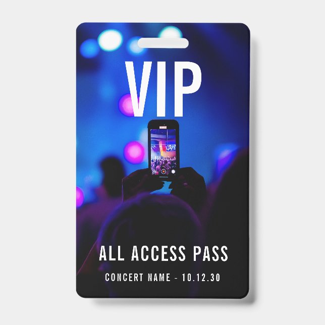 Custom VIP All Access Pass Concert Event ID Badge (Front)