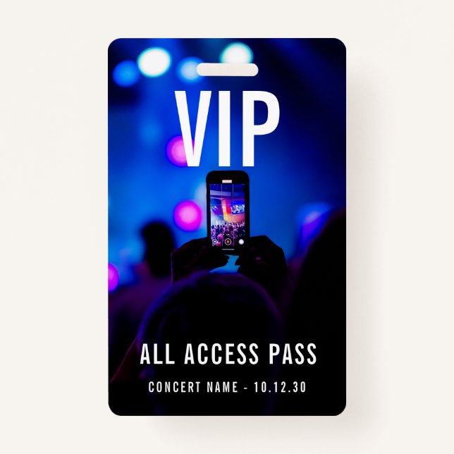 Custom VIP All Access Pass Concert Event ID Badge (Front)
