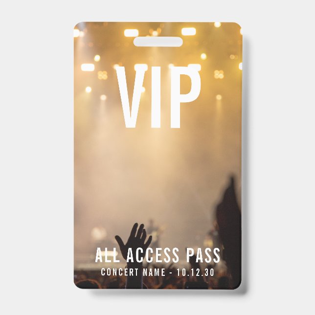 Custom VIP All Access Pass Concert Event ID Badge (Front)
