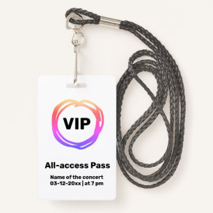custom vip all access pass concert pass badge ID badge