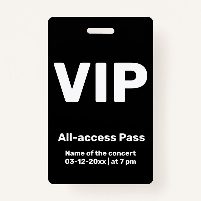custom vip all access pass concert pass badge ID badge (Front)