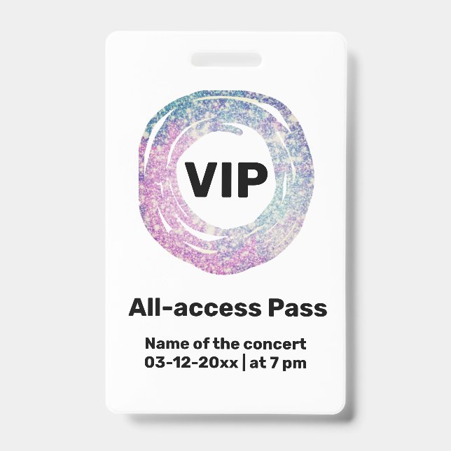 custom vip all access pass concert pass ID badge (Front)