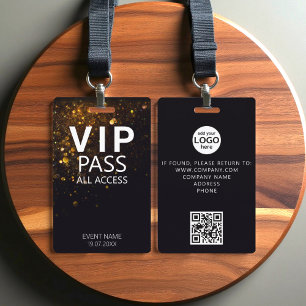 Custom VIP All Access QR Code Event Glitter Badge ID Badge