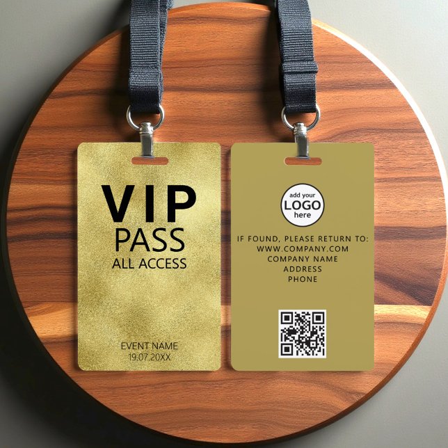 Custom VIP All Access QR Code Event Gold Badge ID Badge (Creator Uploaded)