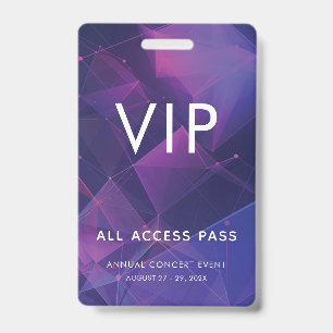 Custom VIP Bar Code Event Purple Geometric ID Badge