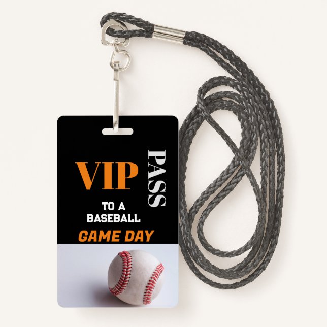 Custom VIP Baseball Game All Access Pass VIP  ID Badge (Front with Lanyard)