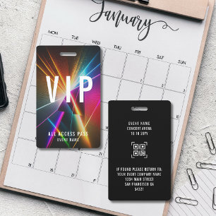 Custom VIP Concert Event All Access Pass QR Code ID Badge
