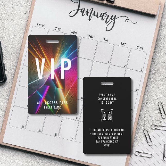 Custom VIP Concert Event All Access Pass QR Code ID Badge (Creator Uploaded)