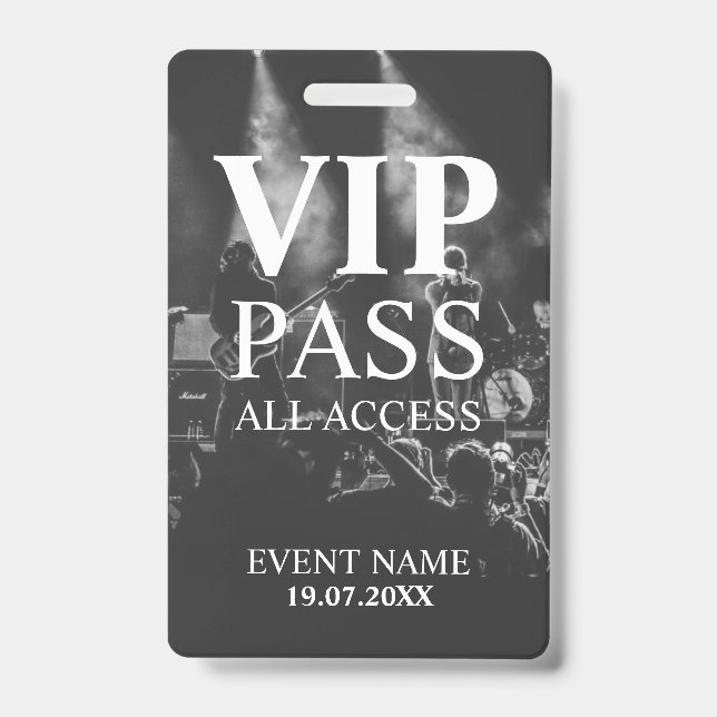 Custom VIP QR Code Event Black and White Badge ID Badge (Front)