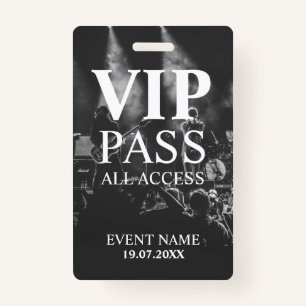 Custom VIP QR Code Event Black and White Badge ID Badge