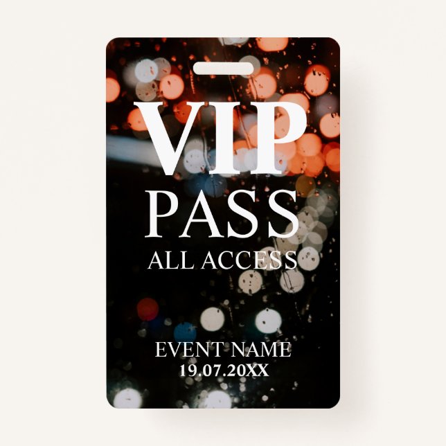 Custom VIP QR Code Event bokeh ID Badge (Front)
