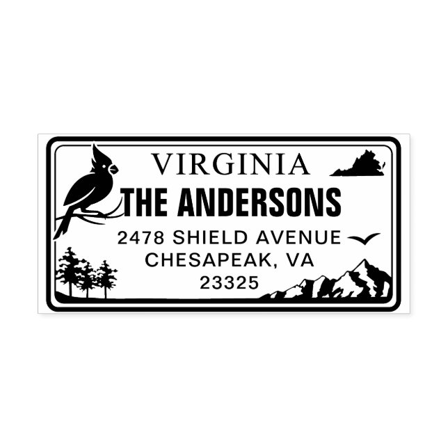 Custom Virginia State License Plate Address  Self-inking Stamp (Design)